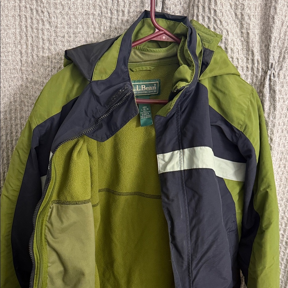 L.L. Bean Kids' Green and Navy Performance Jacket 14-16